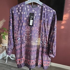 Papillon Blanc Multicolor Patterned Open Cardigan